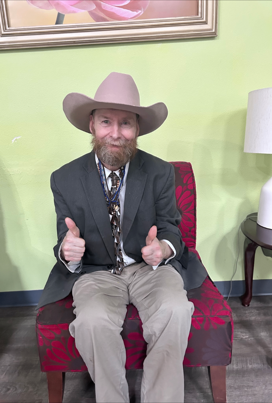 Resident in a cowboy hat